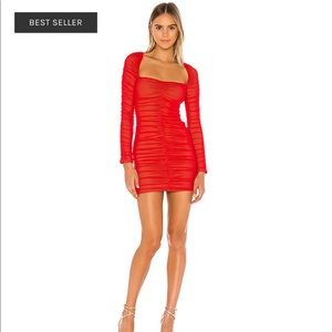 Michael Costello Red Long Sleeve Dress